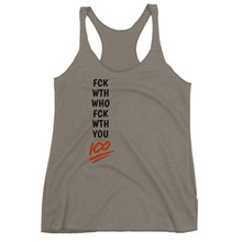 NewSense "Fuck With Who Fuck With You" Women's Racerback Tank - Black/Red letters - Assorted colors