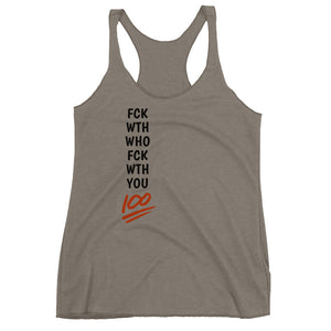 NewSense "Fuck With Who Fuck With You" Women's Racerback Tank - Black/Red letters - Assorted colors